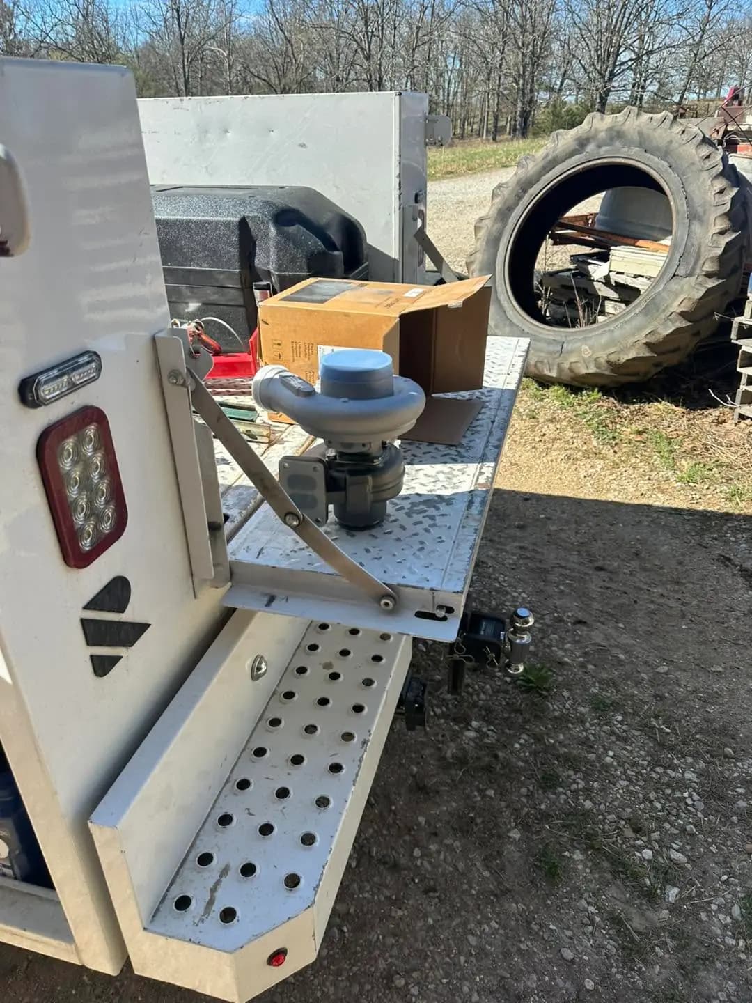 Turbocharger part set on a work surface for repair